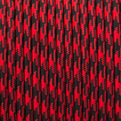 3 Core Round Fabric Cable 0.75mm – 1 m to 3 m - Red & Black Houndstooth, 1 m