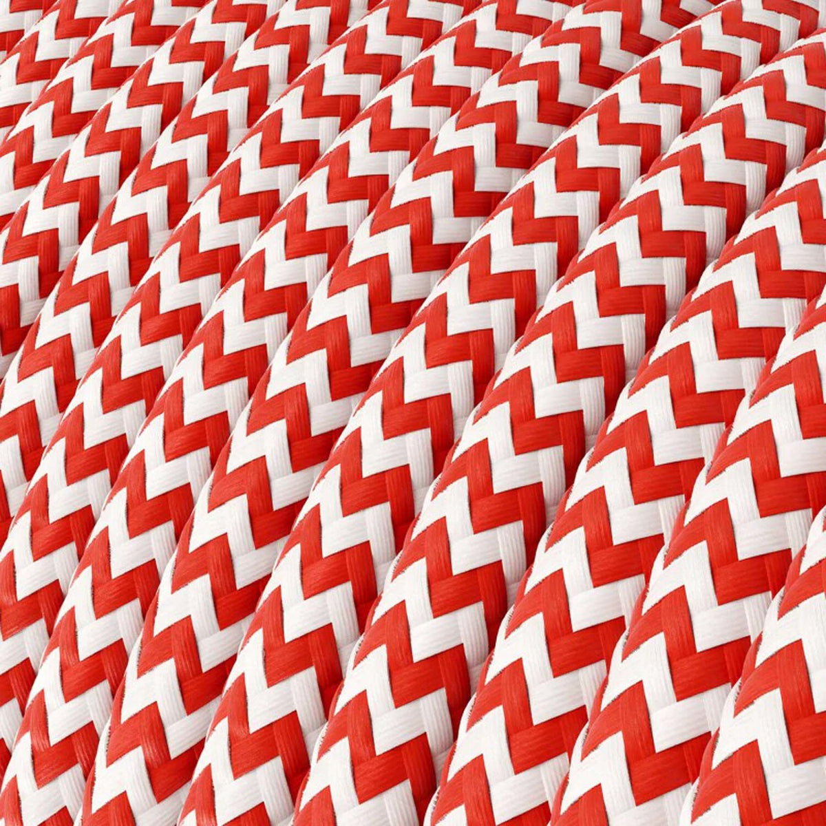 3 Core Round Fabric Cable 0.75mm – 1 m to 3 m - Red & White, 1 m