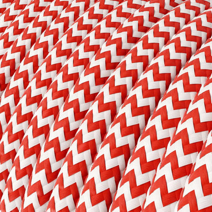 3 Core Round Fabric Cable 0.75mm – 1 m to 3 m - Red & White, 1 m
