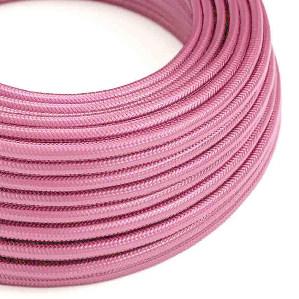 3 Core Round Fabric Cable 0.75mm – 1 m to 3 m - Shiny Pink, 1 m
