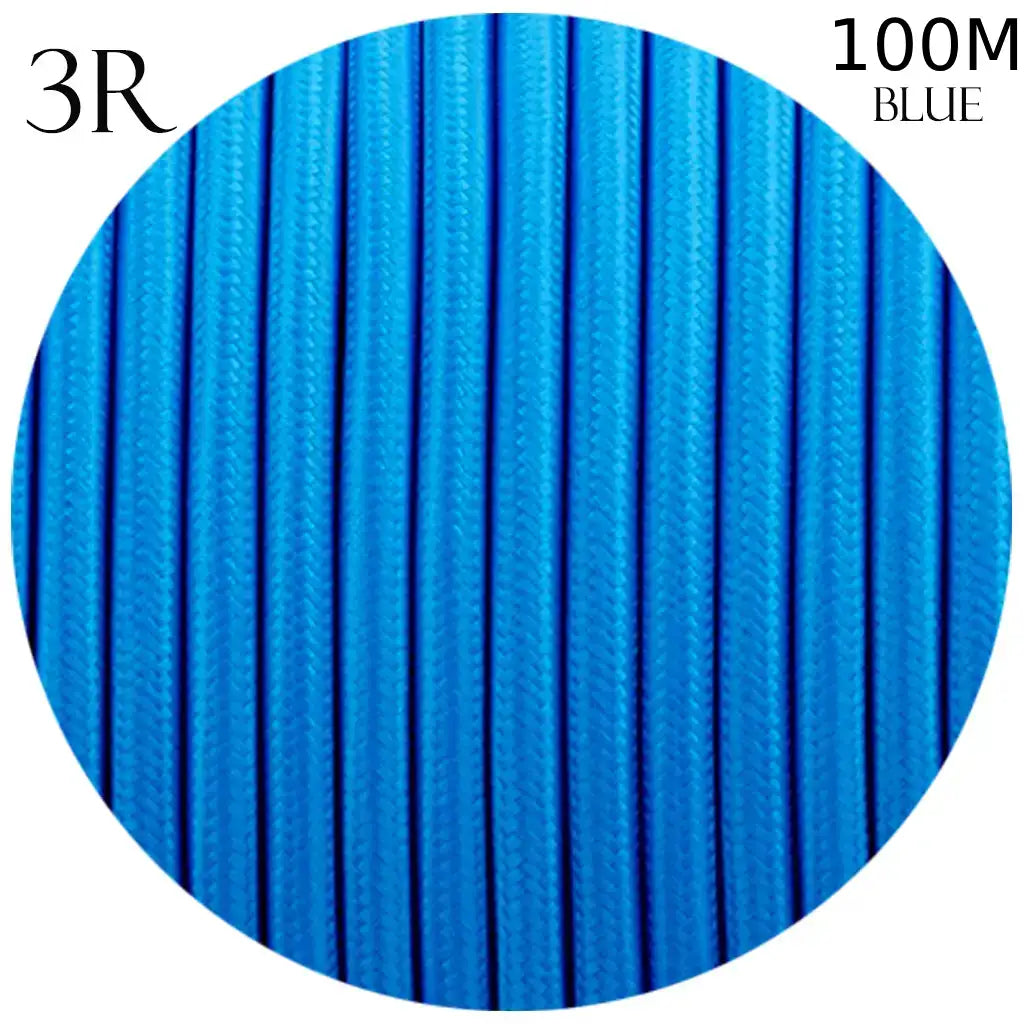 3 Core Round Fabric Cable 0.75mm – 20 m to 100 m Reels - Blue, 100 m