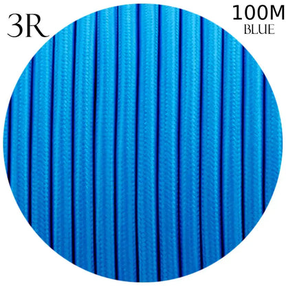 3 Core Round Fabric Cable 0.75mm – 20 m to 100 m Reels - Blue, 100 m