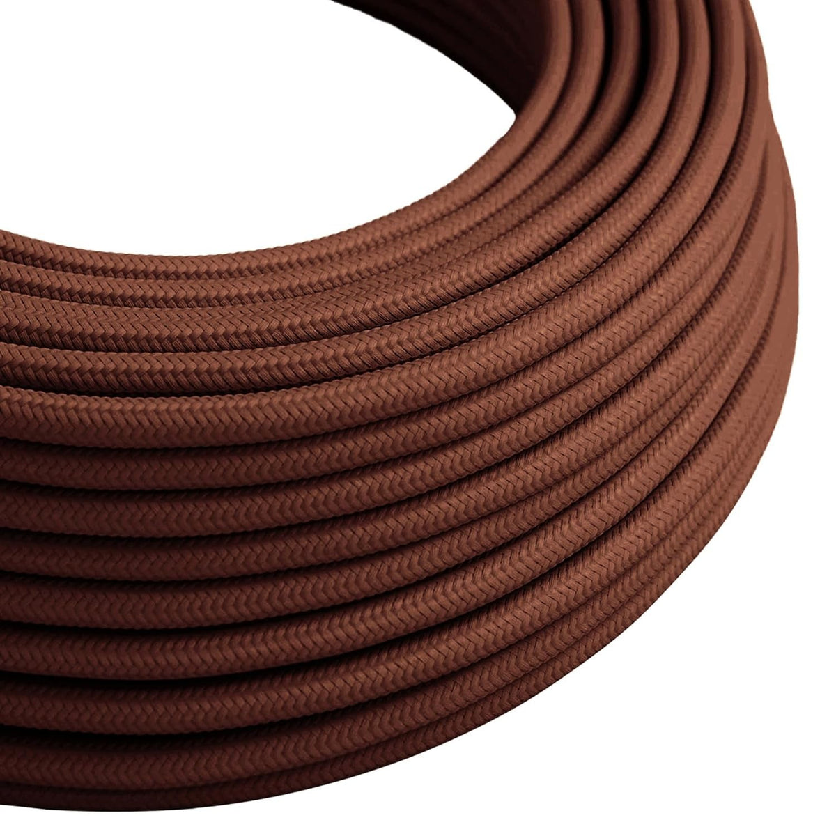 3 Core Round Fabric Cable 0.75mm – 20 m to 100 m Reels - Brown, 50 m