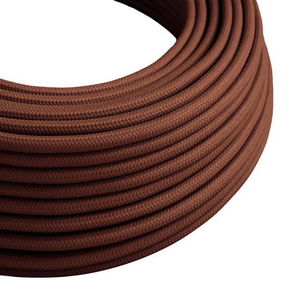3 Core Round Fabric Cable 0.75mm – 20 m to 100 m Reels - Brown, 50 m