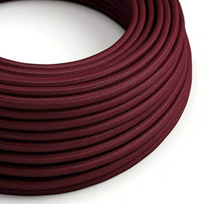 3 Core Round Fabric Cable 0.75mm – 20 m to 100 m Reels - Burgundy, 50 m