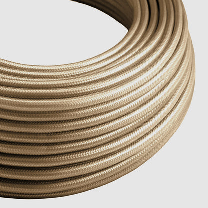 3 Core Round Fabric Cable 0.75mm – 20 m to 100 m Reels - Cream, 50 m