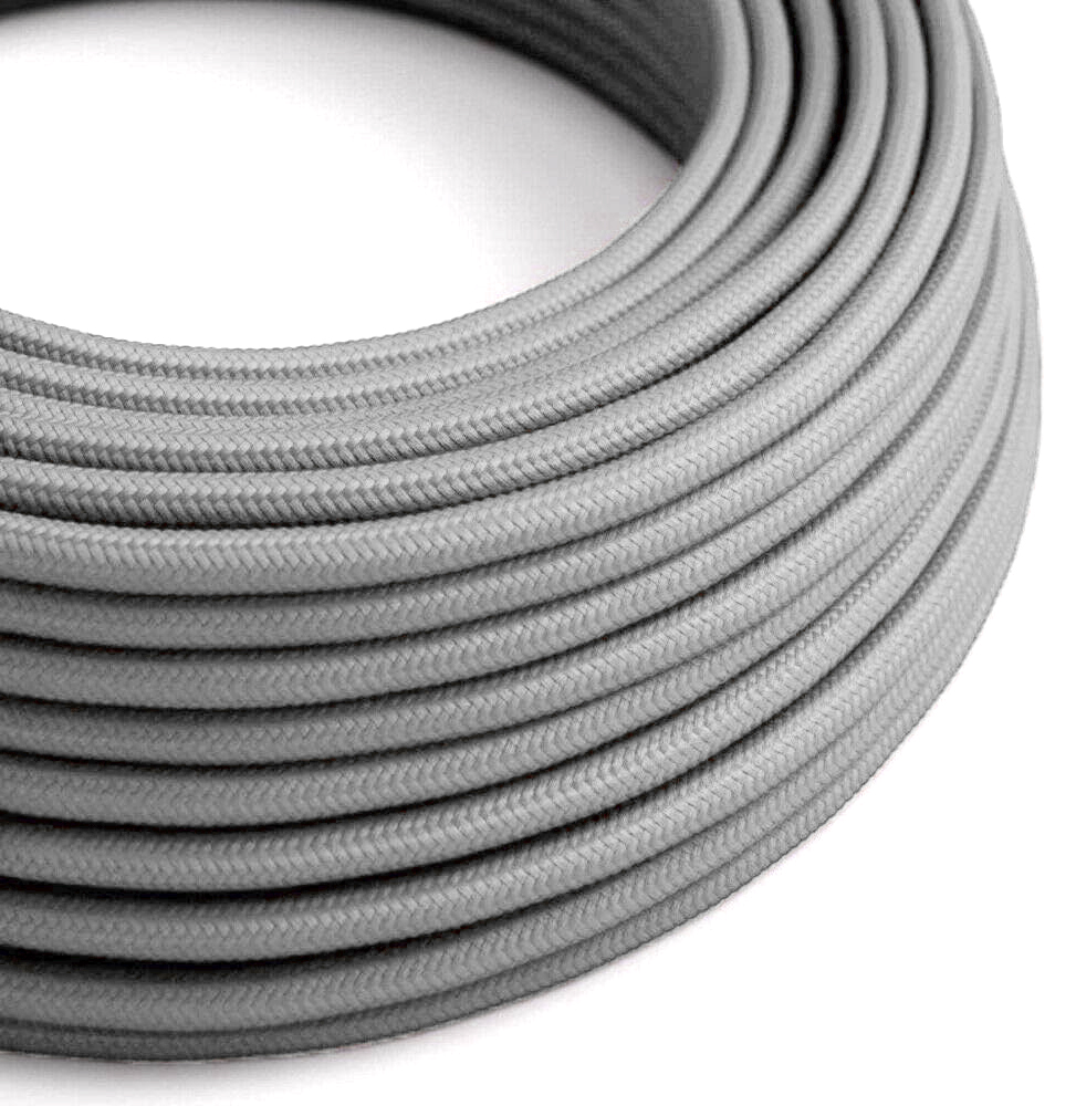 3 Core Round Fabric Cable 0.75mm – 20 m to 100 m Reels - Grey, 50 m
