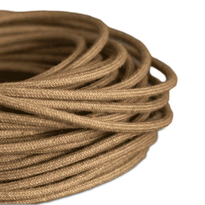 3 Core Round Fabric Cable 0.75mm – 20 m to 100 m Reels - Hemp, 50 m