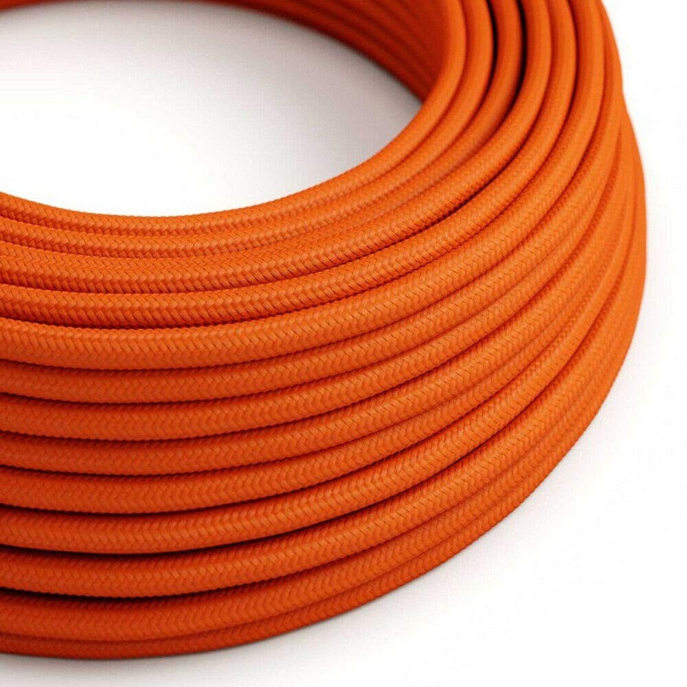 3 Core Round Fabric Cable 0.75mm – 20 m to 100 m Reels - Orange, 50 m