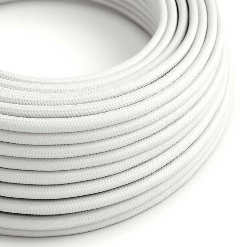 3 Core Round Fabric Cable 0.75mm – 20 m to 100 m Reels - White, 50 m