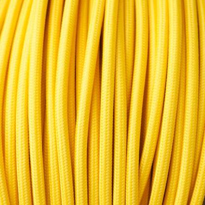 3 Core Round Fabric Cable 0.75mm – 20 m to 100 m Reels - Yellow, 100 m