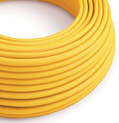 3 Core Round Fabric Cable 0.75mm – 20 m to 100 m Reels - Yellow, 50 m