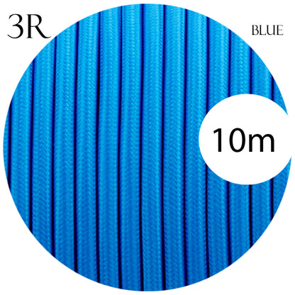 3 Core Round Fabric Cable 0.75mm – 4 m to 10 m - Blue, 10 m