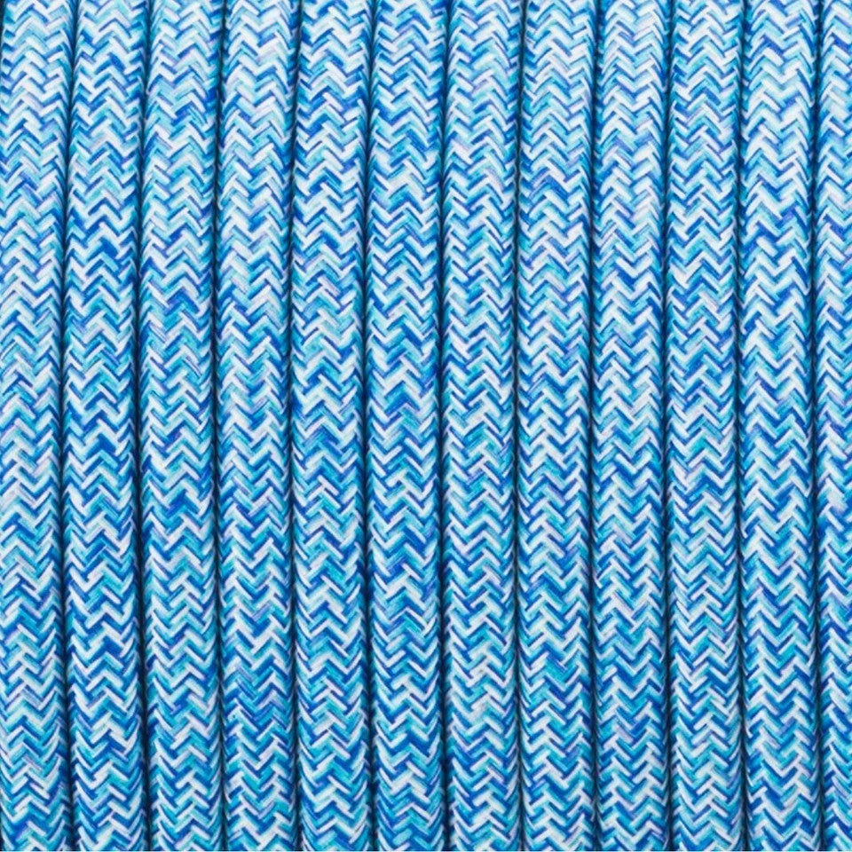 3 Core Round Fabric Cable 0.75mm – 4 m to 10 m - Blue Tweed, 5 m