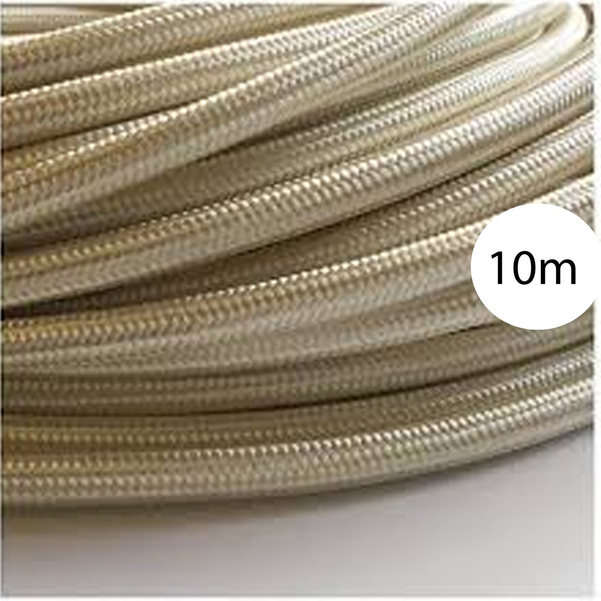 3 Core Round Fabric Cable 0.75mm – 4 m to 10 m - Ivory, 10 m