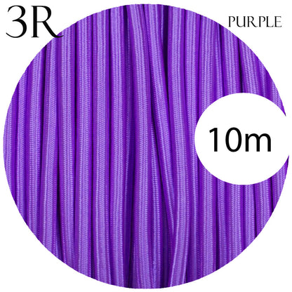 3 Core Round Fabric Cable 0.75mm – 4 m to 10 m - Purple, 10 m