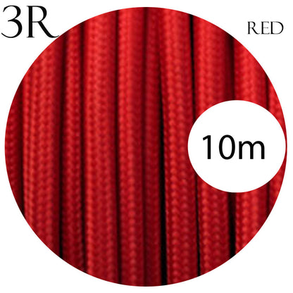 3 Core Round Fabric Cable 0.75mm – 4 m to 10 m - Red, 10 m