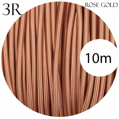 3 Core Round Fabric Cable 0.75mm – 4 m to 10 m - Rose Gold, 10 m
