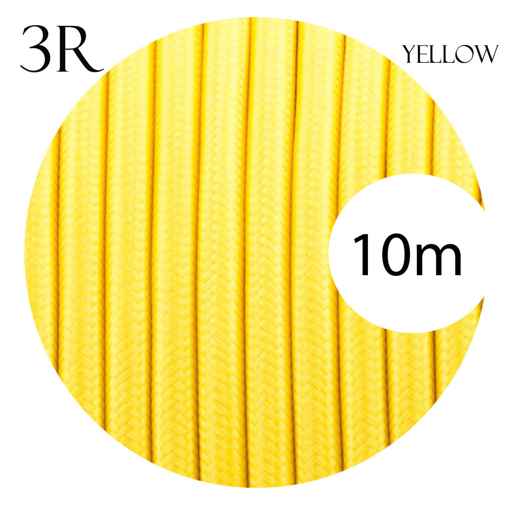 3 Core Round Fabric Cable 0.75mm – 4 m to 10 m - Yellow, 10 m