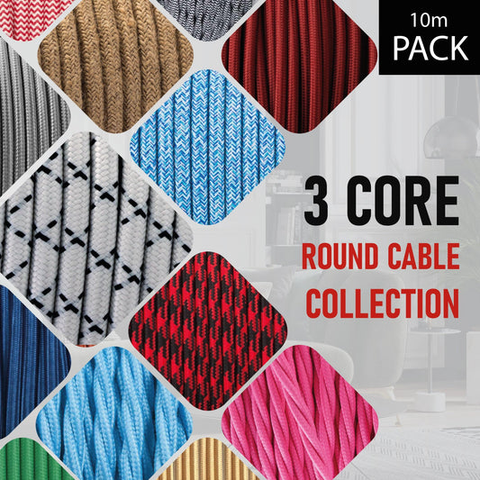 3 Core Round Fabric Cable 0.75mm – 4 m to 10 m - photo 2