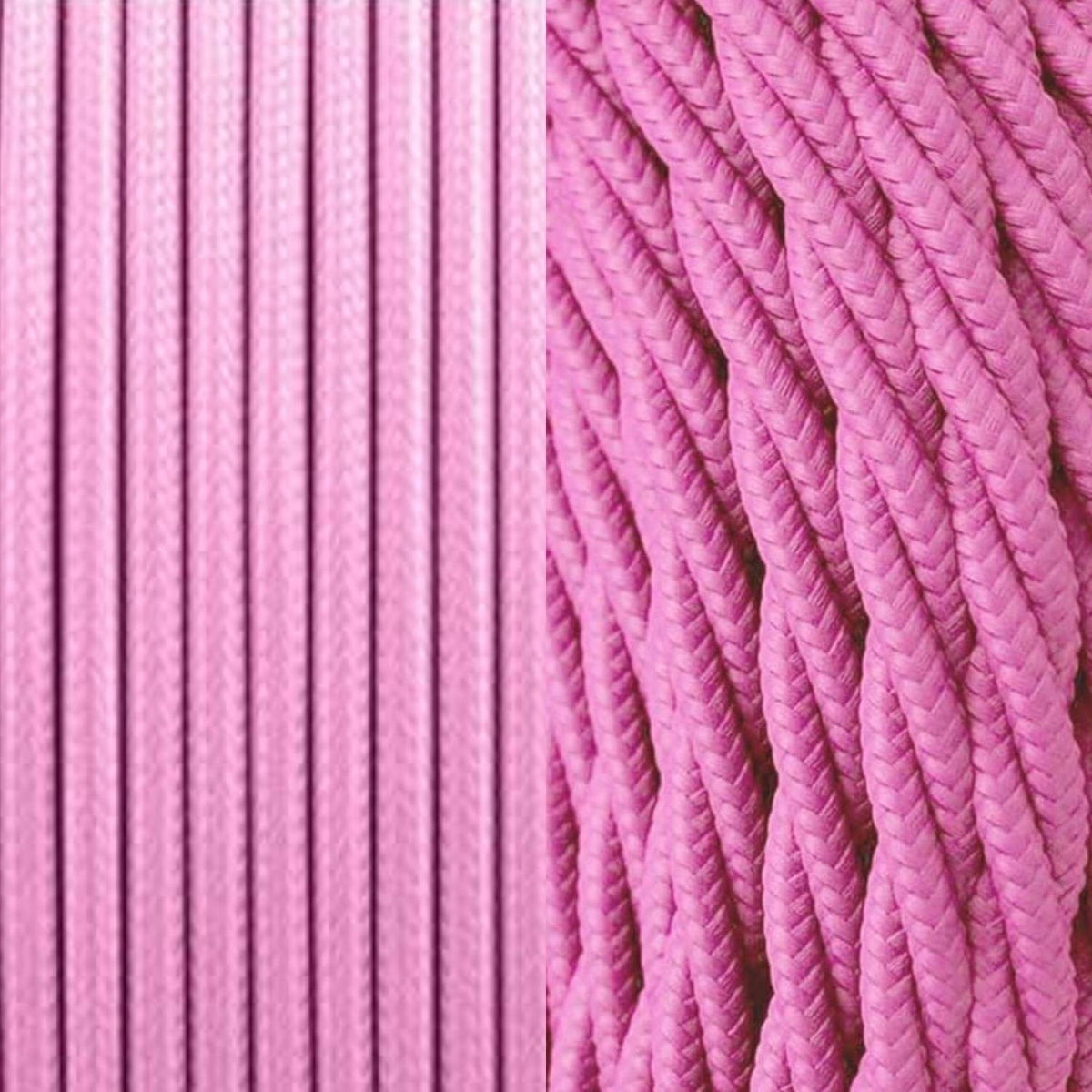 3 Core Twisted Fabric Cable 0.75mm – 1 m to 3 m - Baby Pink, 3 m