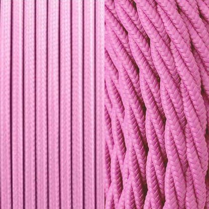 3 Core Twisted Fabric Cable 0.75mm – 1 m to 3 m - Baby Pink, 3 m