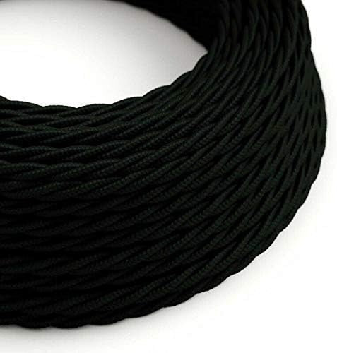 3 Core Twisted Fabric Cable 0.75mm – 1 m to 3 m - Black, 1 m