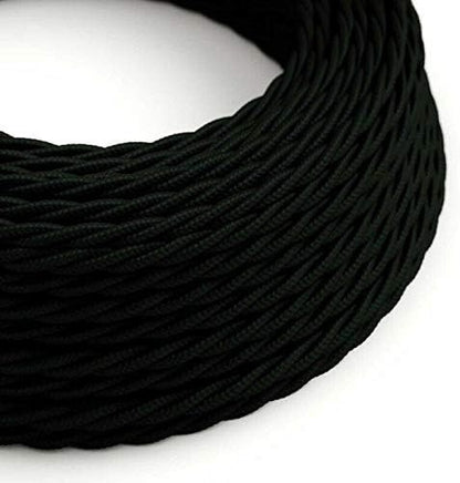 3 Core Twisted Fabric Cable 0.75mm – 1 m to 3 m - Black, 1 m