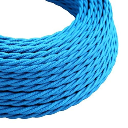 3 Core Twisted Fabric Cable 0.75mm – 1 m to 3 m - Blue, 3 m