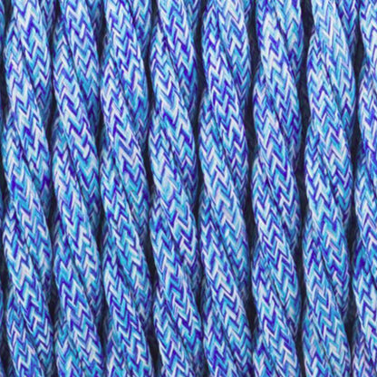 3 Core Twisted Fabric Cable 0.75mm – 1 m to 3 m - Blue Tweed, 1 m