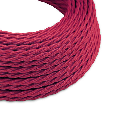 3 Core Twisted Fabric Cable 0.75mm – 1 m to 3 m - Burgundy, 3 m