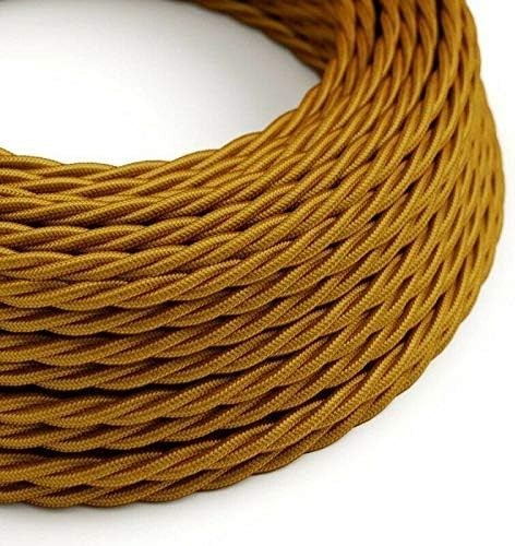 3 Core Twisted Fabric Cable 0.75mm – 1 m to 3 m - Gold, 1 m