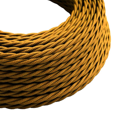 3 Core Twisted Fabric Cable 0.75mm – 1 m to 3 m - Gold, 3 m