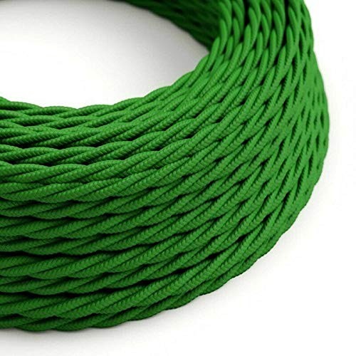3 Core Twisted Fabric Cable 0.75mm – 1 m to 3 m - Green, 2 m