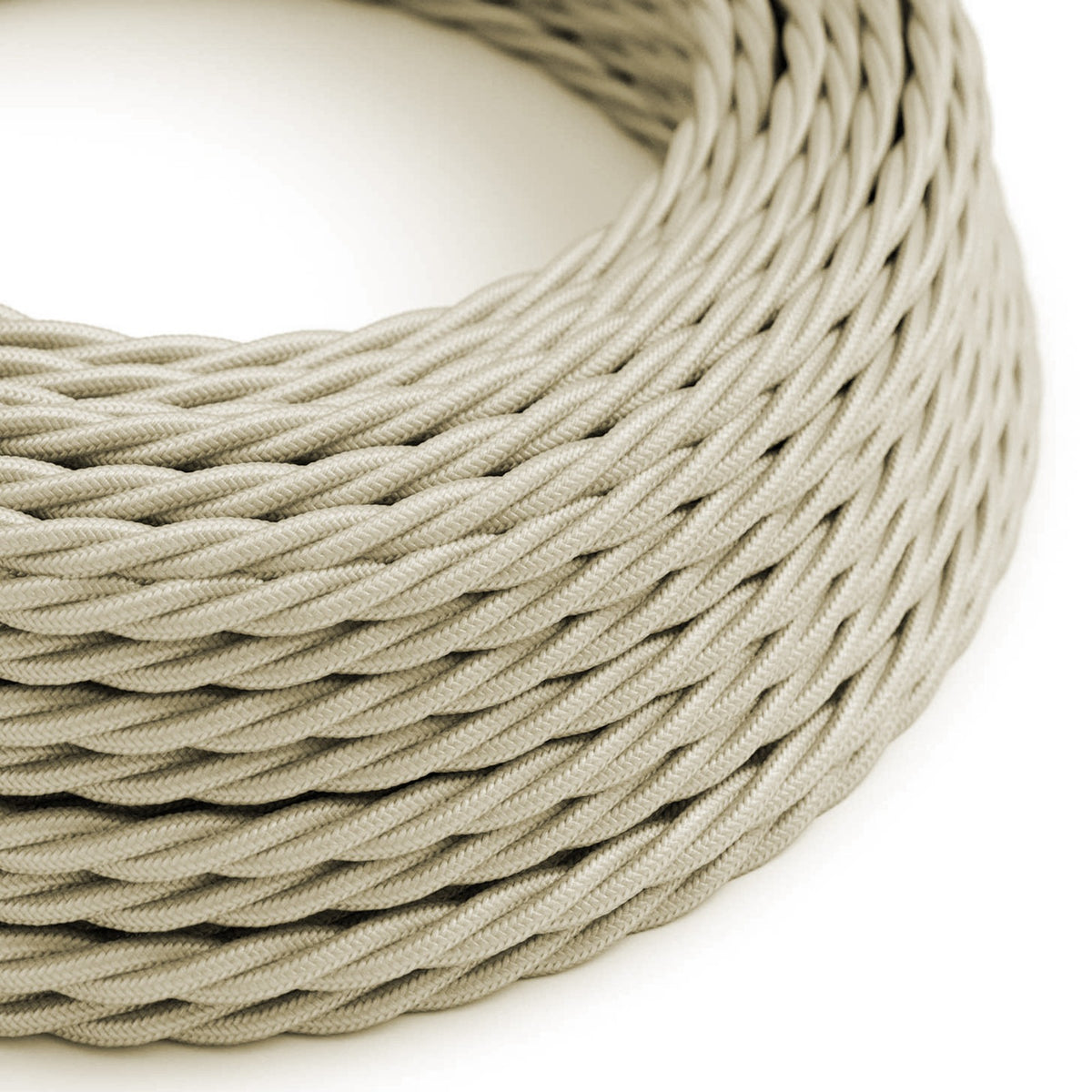 3 Core Twisted Fabric Cable 0.75mm – 1 m to 3 m - Ivory, 1 m