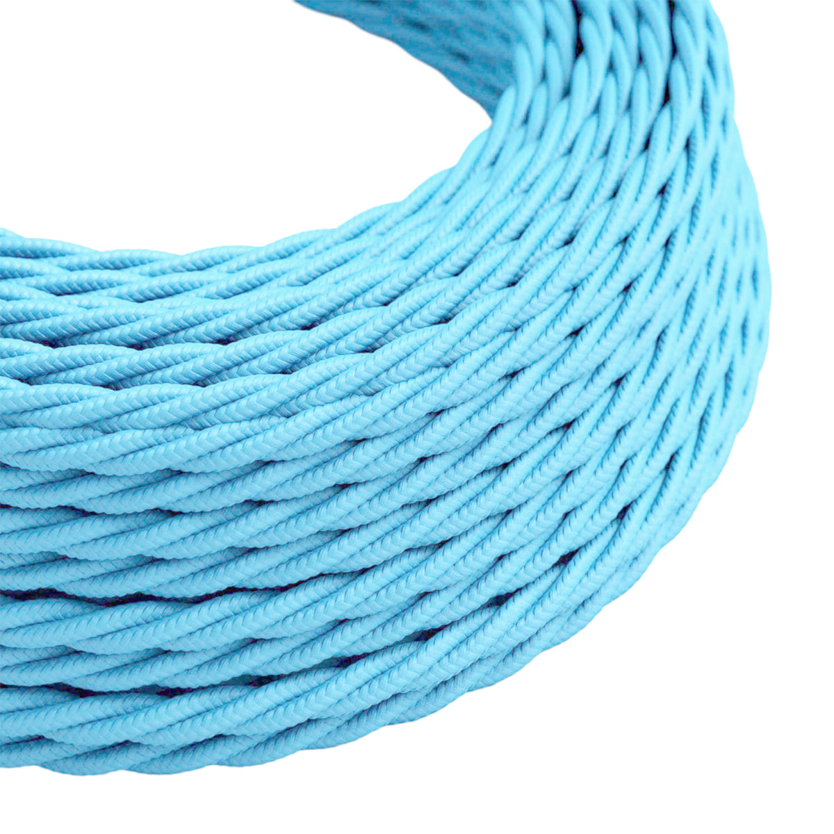 3 Core Twisted Fabric Cable 0.75mm – 1 m to 3 m - Light Blue, 3 m