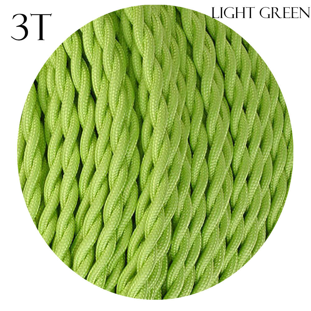 3 Core Twisted Fabric Cable 0.75mm – 1 m to 3 m - Light Green, 3 m