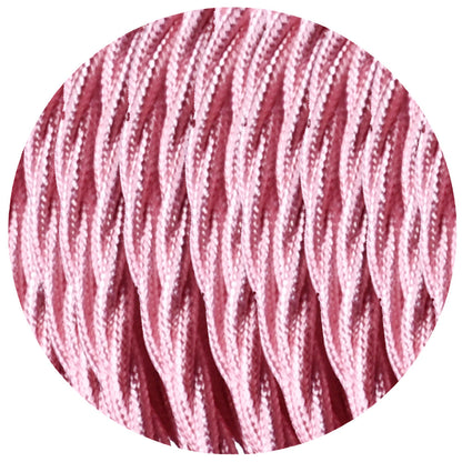 3 Core Twisted Fabric Cable 0.75mm – 1 m to 3 m - Shiny Pink, 3 m