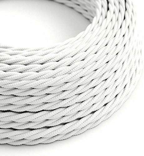 3 Core Twisted Fabric Cable 0.75mm – 1 m to 3 m - White, 1 m