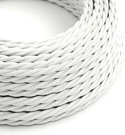 3 Core Twisted Fabric Cable 0.75mm – 1 m to 3 m - White, 1 m