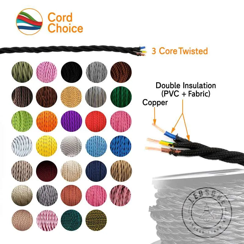3 Core Twisted Fabric Cable 0.75mm – 20 m to 100 m Reels - photo 2