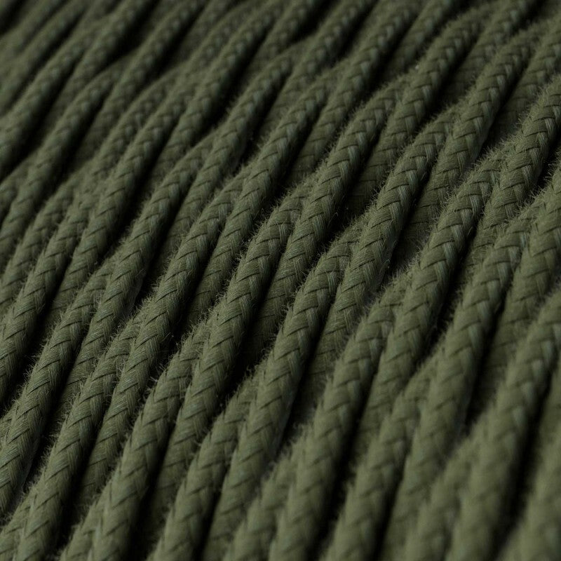 3 Core Twisted Fabric Cable 0.75mm – 20 m to 100 m Reels - Army Green, 20 m