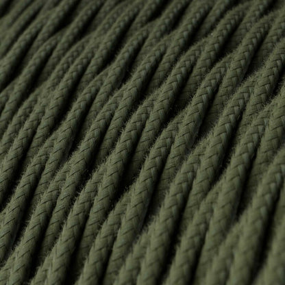 3 Core Twisted Fabric Cable 0.75mm – 20 m to 100 m Reels - Army Green, 20 m