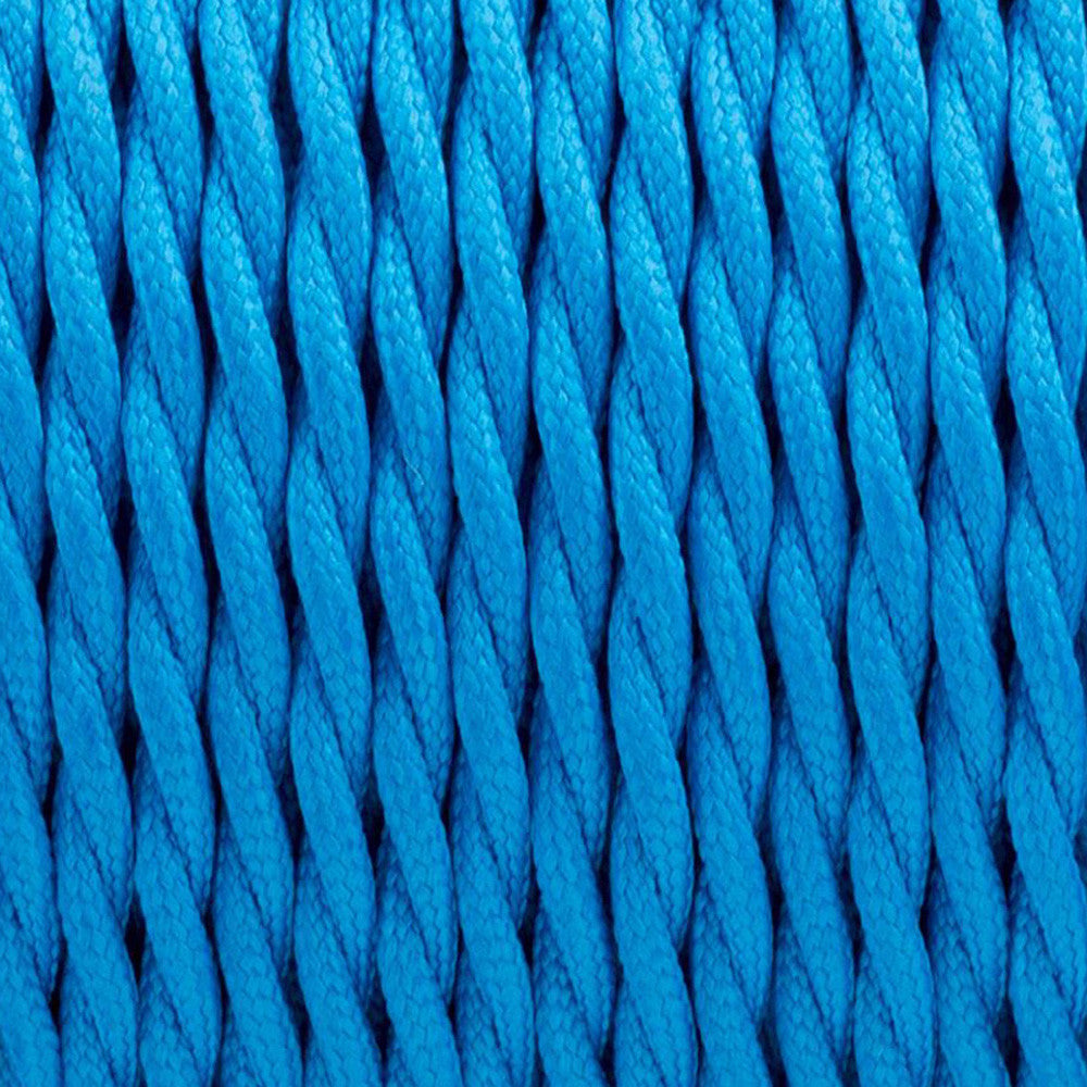 3 Core Twisted Fabric Cable 0.75mm – 20 m to 100 m Reels - Blue, 20 m