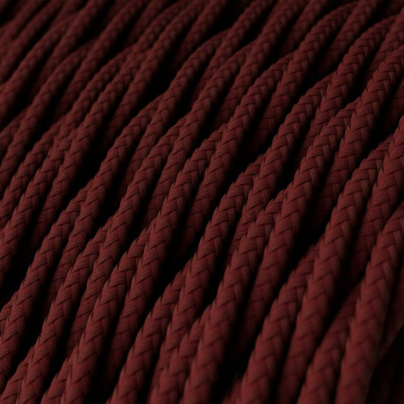 3 Core Twisted Fabric Cable 0.75mm – 20 m to 100 m Reels - Burgundy, 20 m