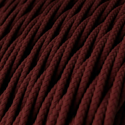 3 Core Twisted Fabric Cable 0.75mm – 20 m to 100 m Reels - Burgundy, 20 m