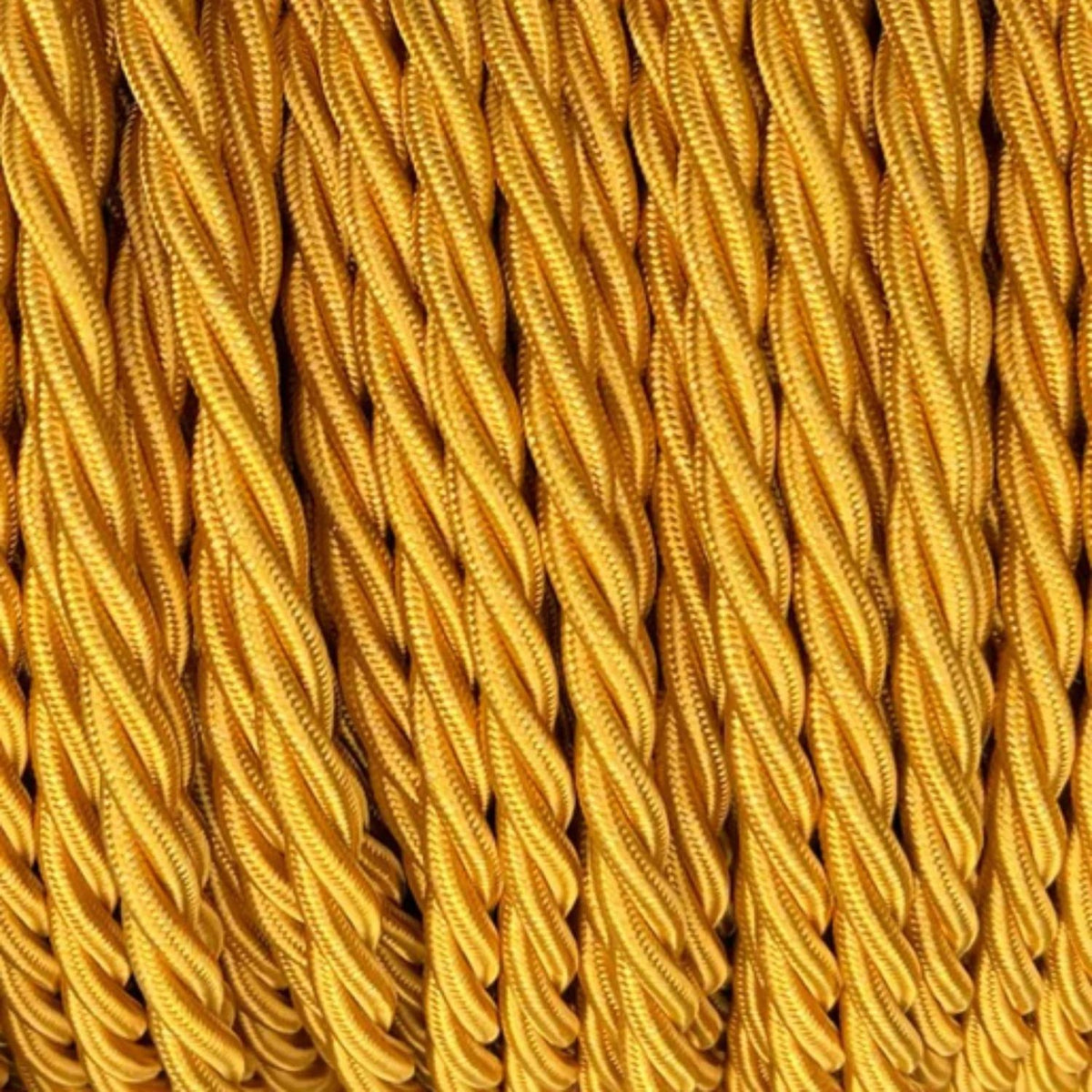 3 Core Twisted Fabric Cable 0.75mm – 20 m to 100 m Reels - Gold, 20 m