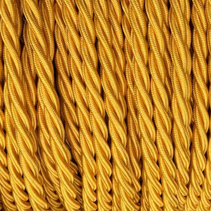 3 Core Twisted Fabric Cable 0.75mm – 20 m to 100 m Reels - Gold, 20 m