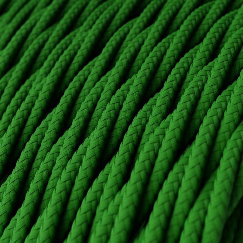 3 Core Twisted Fabric Cable 0.75mm – 20 m to 100 m Reels - Green, 20 m