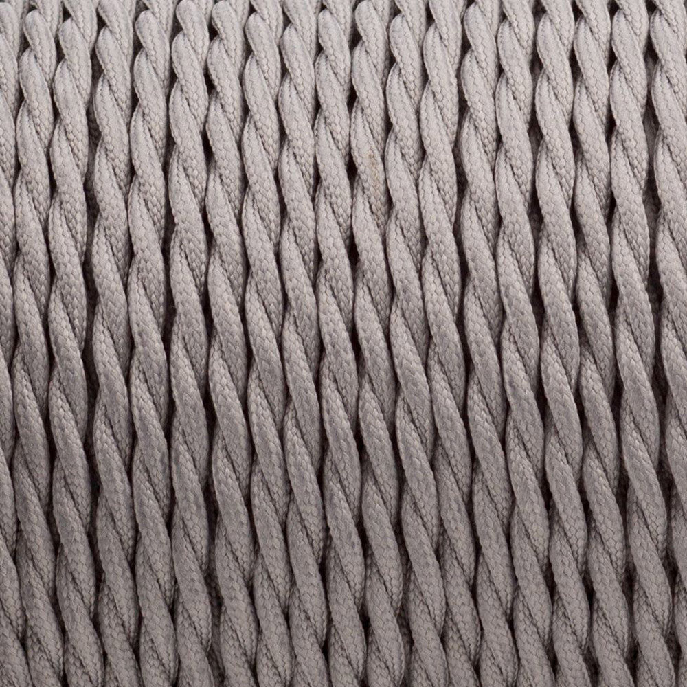 3 Core Twisted Fabric Cable 0.75mm – 20 m to 100 m Reels - Grey, 20 m